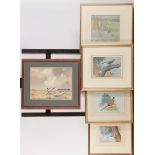 Jo Schrijnder (Druten 1894 - 1968 Amstelveen), Flying ducks, signed (bottom right), watercolor, plus