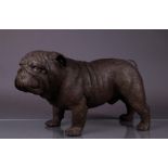 A (lifesize) bronze statue of a French Bulldog.
H.: 35 cm.