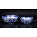 A porcelain cupboard bowl, landscape decor and cupboard bowl with dragon decor. China, 19th century.