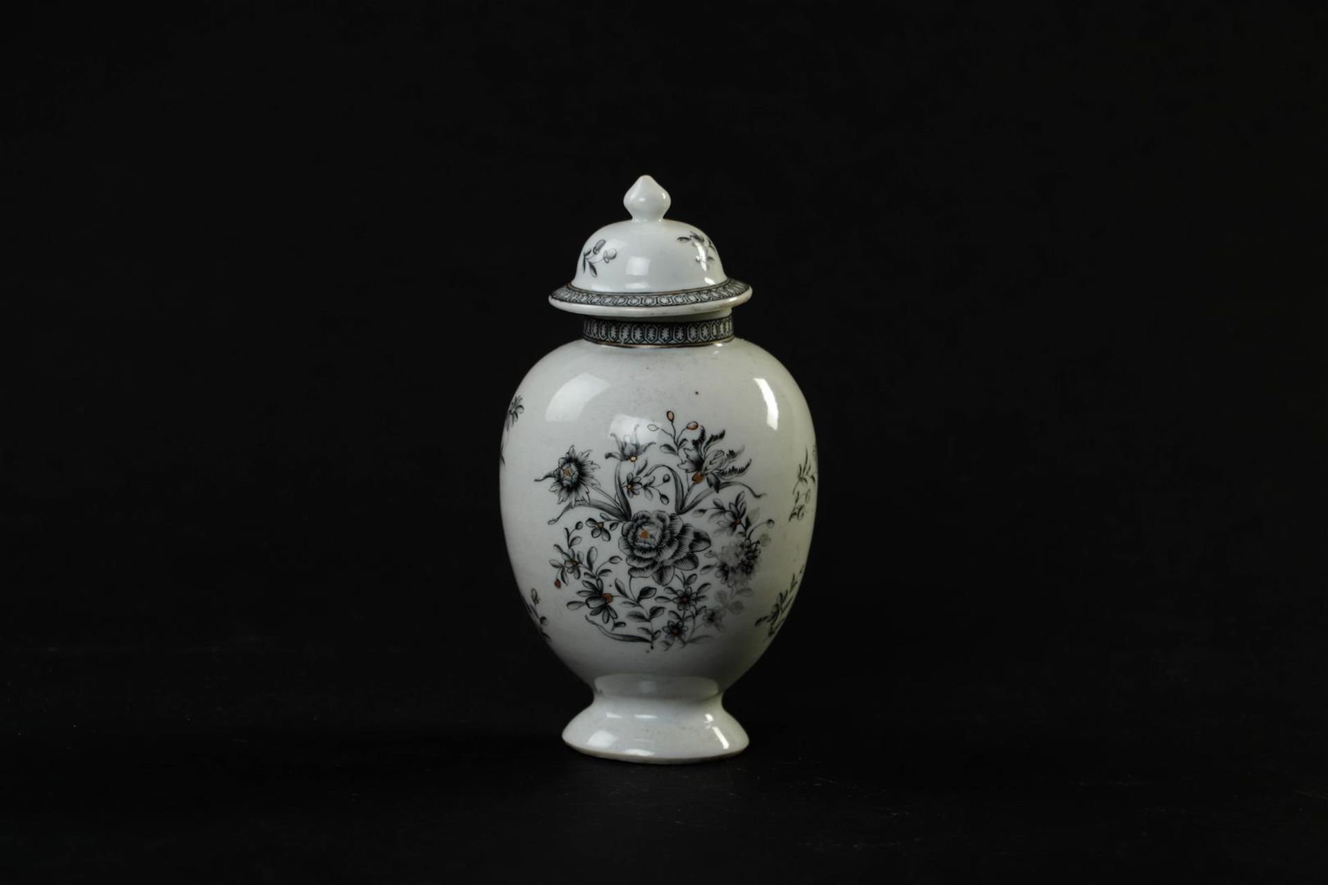 An Encre de Chine tableware set consisting of a teapot, milk jug, tea caddy, patty pan and spoon tra - Image 16 of 24