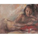 Minba Apel Hendrawan (b. 1974 Bali, Indonesia), 20th century, Lying semi-nude, signed (bottom left),
