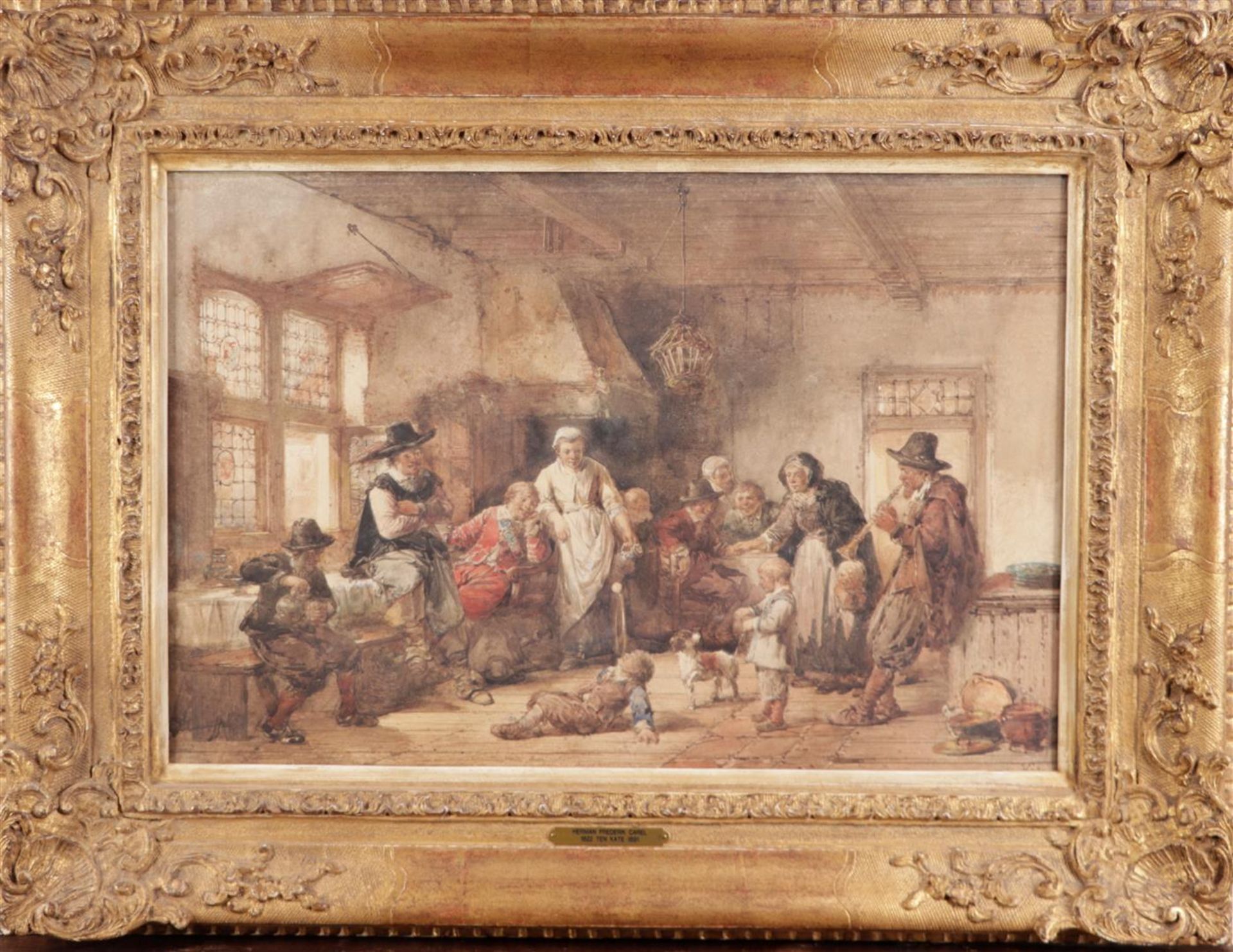 H.F.C. 'Herman'ten Kate (The Hague 1821 - 1891), Soldiers in an inn, signed (bottom right), watercol - Image 2 of 4