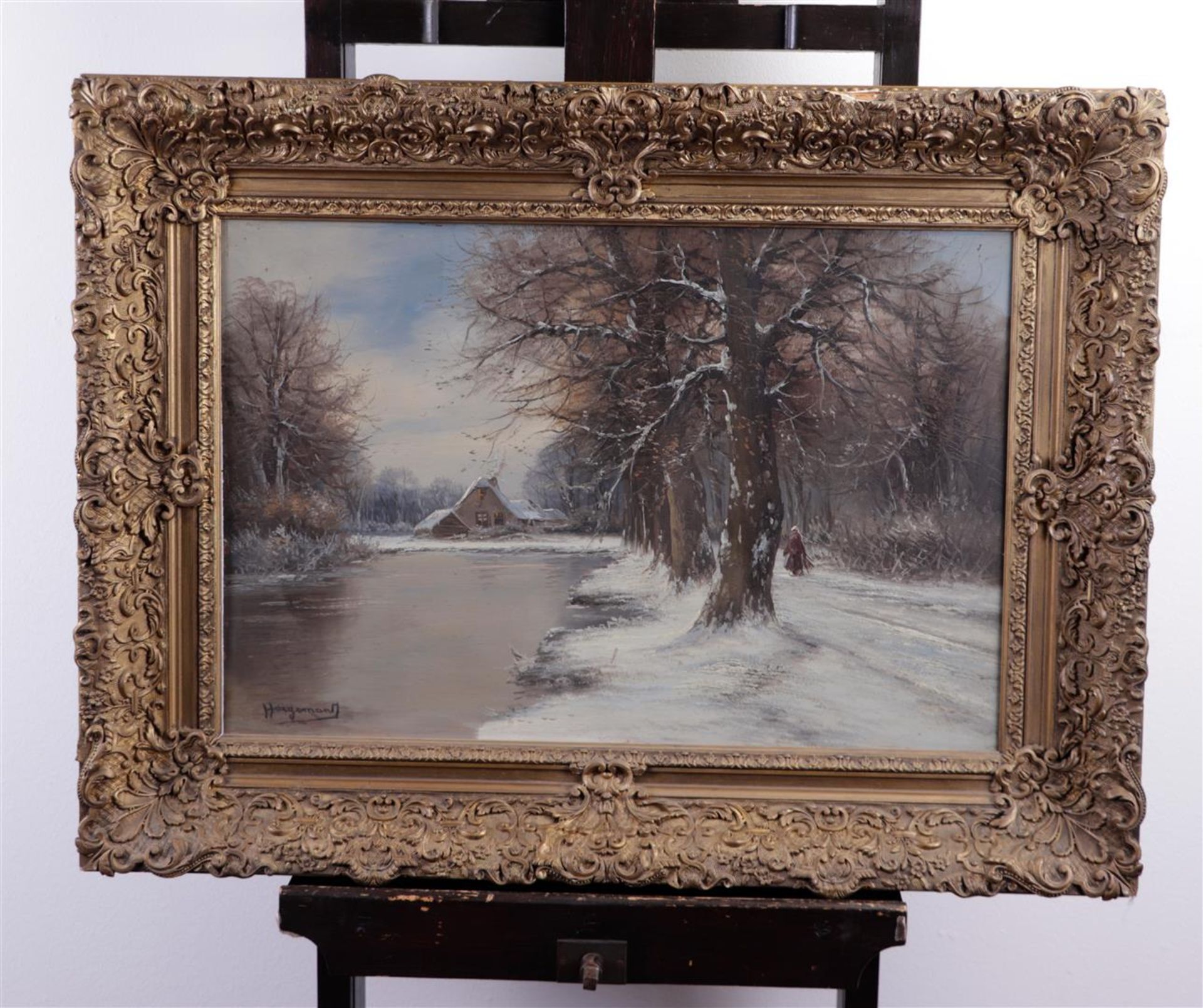 Dutch School, 20th century, Winter landscape, signed 'Hargeman' (bottom left), oil on canvas,
40 x 6 - Bild 2 aus 4