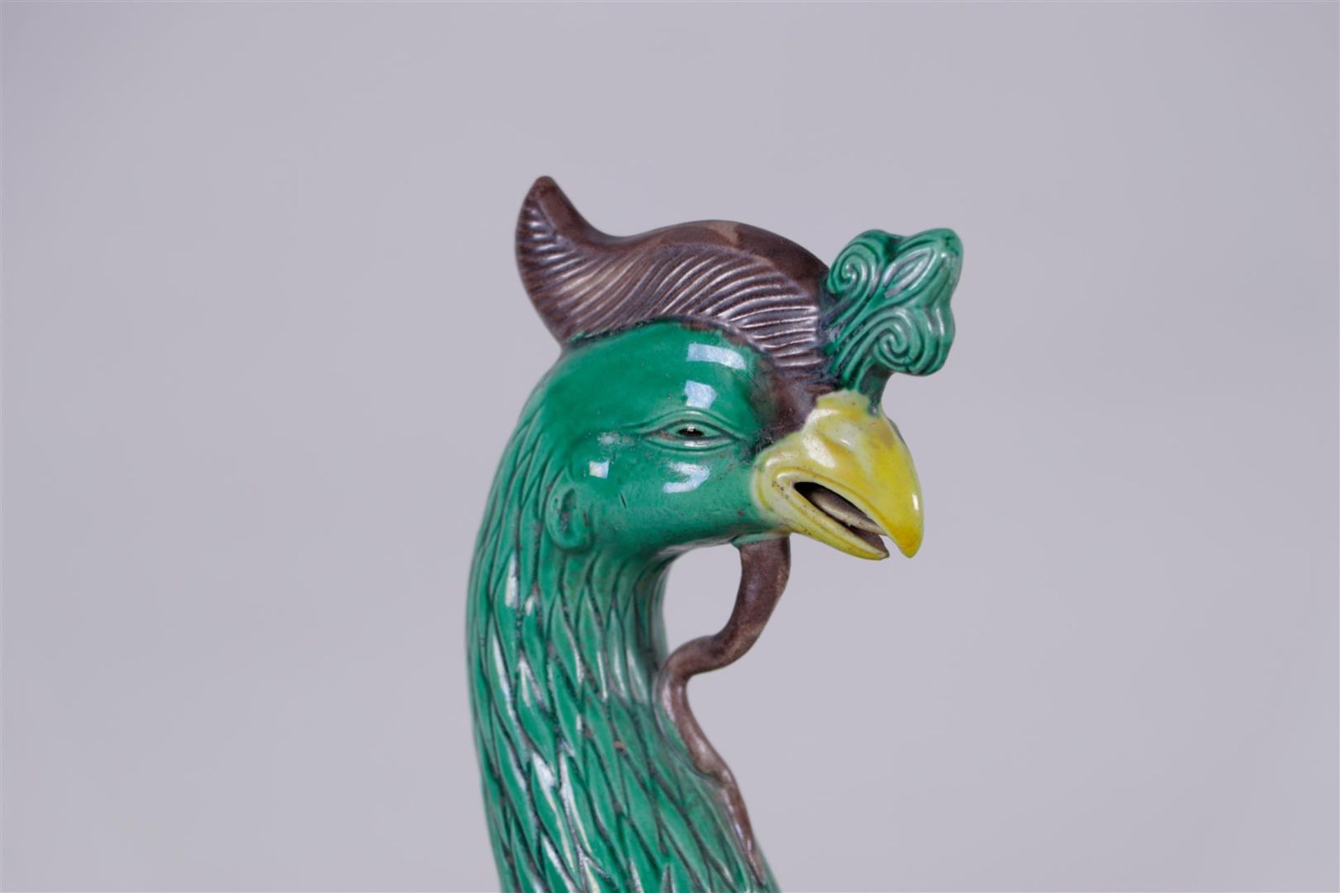 A sancai figure of a phoenix, marked on the bottom. China, 20th century.
H. 40 cm. - Image 2 of 4