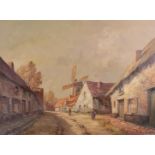 G. Dupont, 20th century, Street in a village with windmill, signed (bottom right), oil on canvas,
60