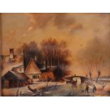 Dutch School, 20th century, Winter landscape with skaters on the ice, signed 'Marijnissen' (bottom r