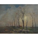 J. Verbeke, ca. 1900, Landscape with trees along a country road, signed (bottom right), oil on canva