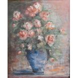 Belgian School, 20th century, A still life of roses in a vase, signed 'Verheyden' (bottom right), oi