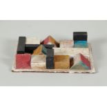 Bauhaus style, Construction, with unclear monogram signature, wood, and with sticker (verso),
18 x 1