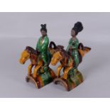 Two Sancai figures. China, 19/20th century.
H. 35 cm.