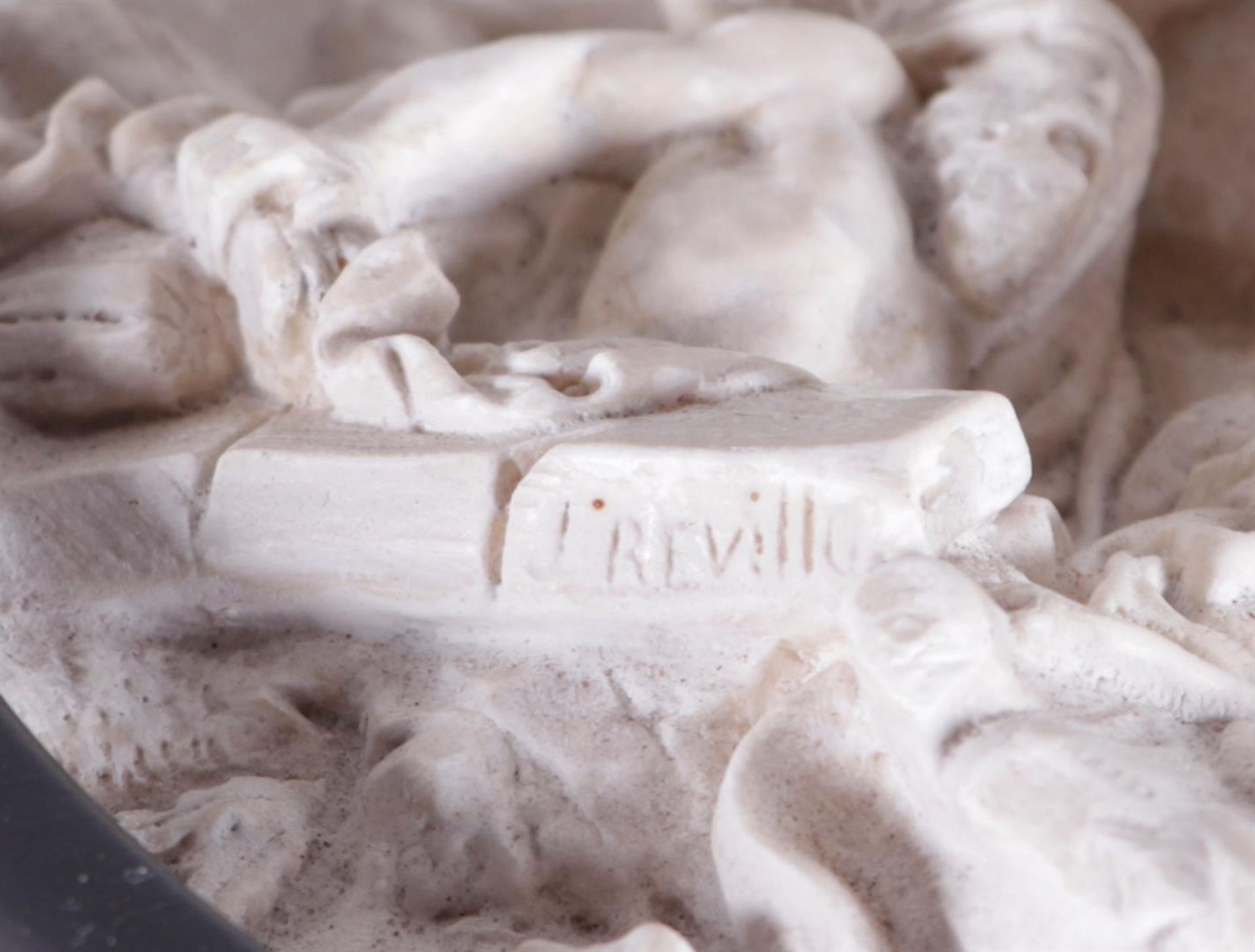 A meerschaum plaque, crossing of Jesus at the Calvary Mount skull site. Signed J. Revillo. France, 1 - Image 2 of 3