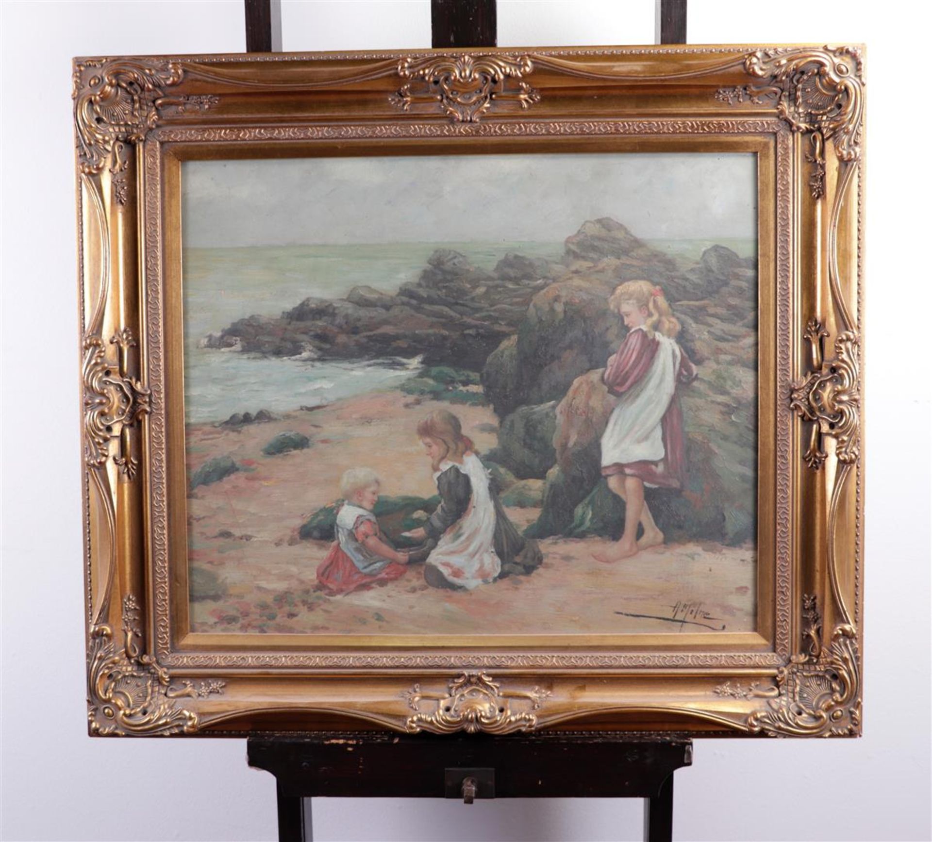 A. Milner, Children playing on the beach, signed (bottom right), oil on canvas,
50 x 60 cm. - Image 2 of 4