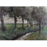 A. Delaet, 20th century, Row of trees along the water, signed (bottom left), oil on canvas,
70 x 100