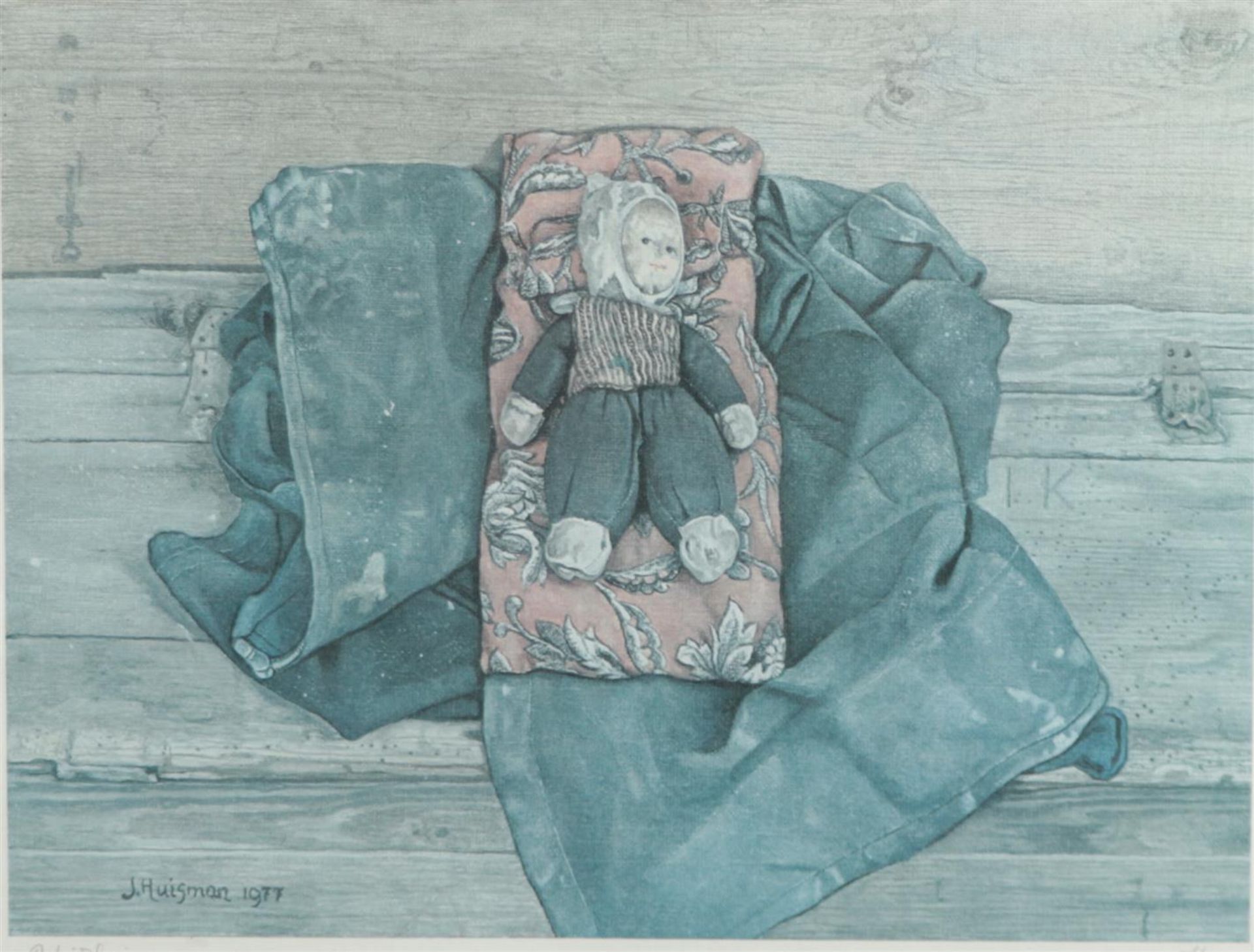 Jopie Huisman (1922-2000), Still life with doll, signed and dated '1977' (in the print), and signed 