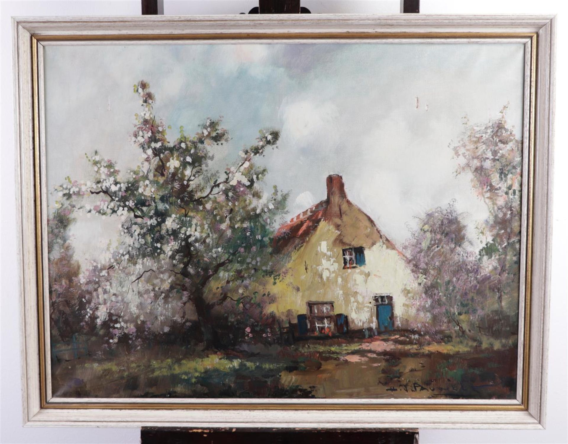 Henri Joseph Pauwels, Farm under a blossoming apple tree, signed (bottom right), oil on canvas,
60 x - Bild 2 aus 5