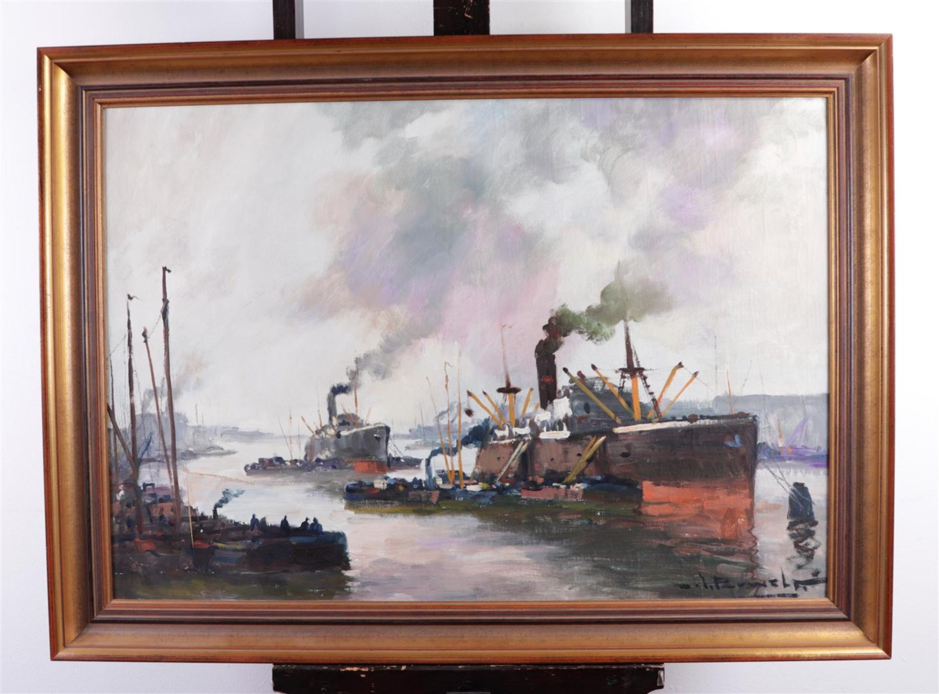 Henri Joseph Pauwels (1903 - 1983), Harbor view, signed (bottom right), oil on canvas,
60 x 90 cm. - Image 2 of 4