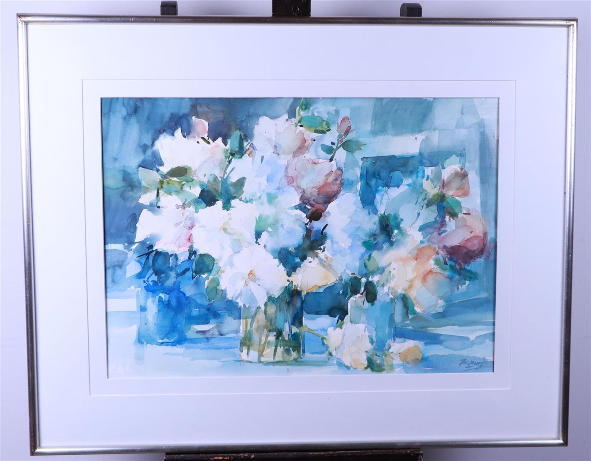 Jos Leurs (B.: Valkenswaard 1947), A lot consisting of two watercolors of flower still lifes, plus a - Image 5 of 9