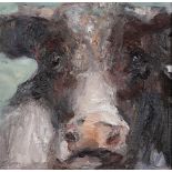 Anita Vermeeren (b. 1967), Cow's head, signed, oil on painter's board.
30 x 30 cm.