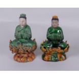 Two Sancai figures. China, 19/20th century.
H. 34 cm.