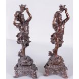 A lot consisting of (2) Zamac candlesticks carried by young girls, France, 19th century.
H.: 50 cm.