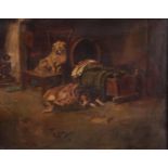 Daniel Wilkie, Dogs in an interior, signed (bottom left, oil on canvas,
35 x 40 cm.