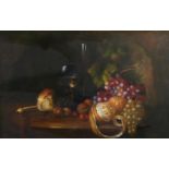 Unknown, 20th century, Grand still life, indistinctly signed (bottom right), oil on board,
50 x 76 c