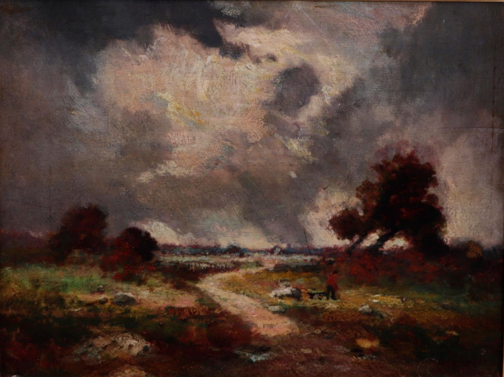 Jules Dupré (Nantes 1811 - 1889 LÍsle-Adam), Landscape with an approaching storm, signed (bottom rig