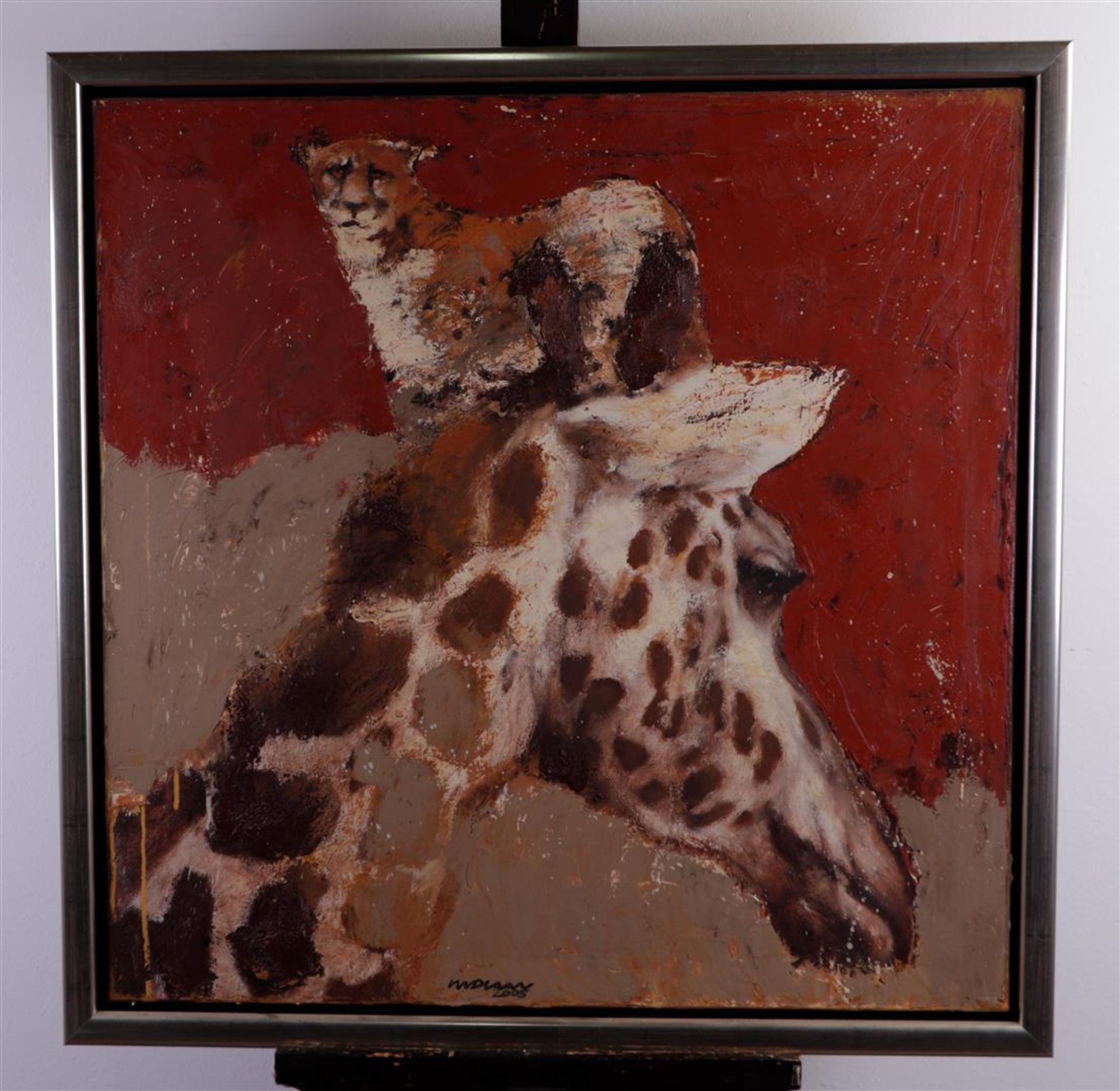 Wil van der Laan (born Roermond 1950), Head of a giraffe, signed (bottom right), oil on canvas. - Bild 2 aus 3