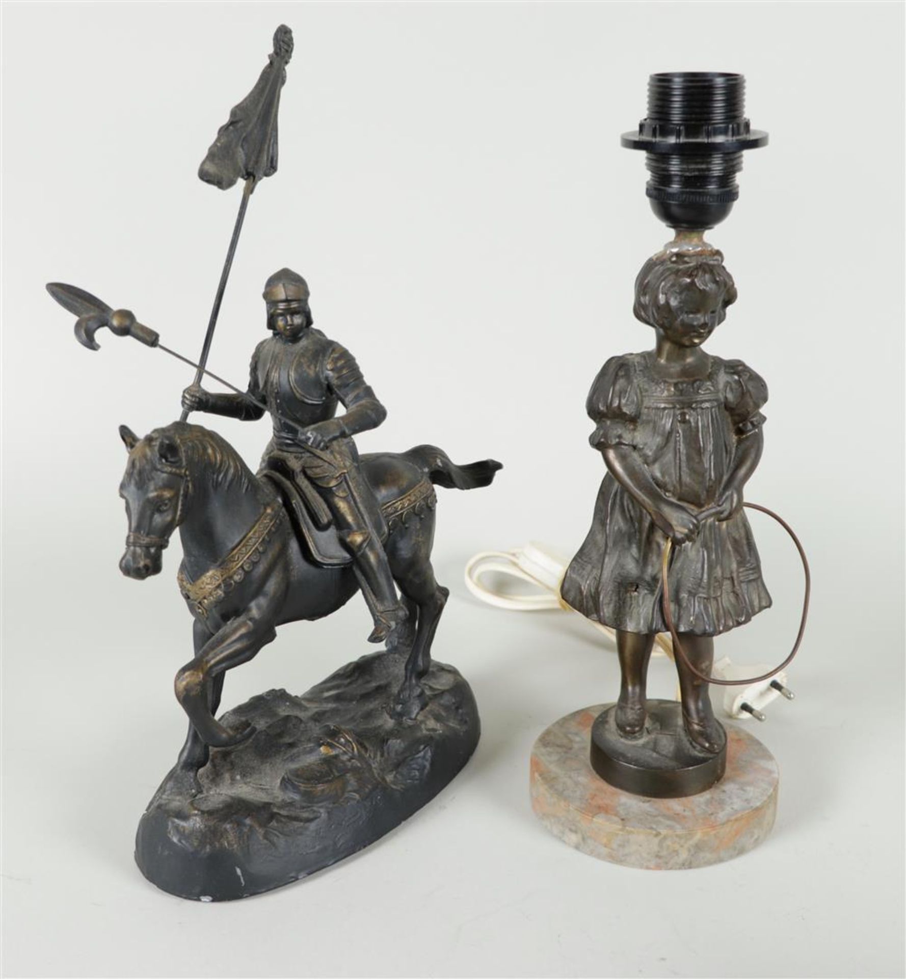 A lot consisting of (2) Zamac sculptures, and a letter holder. - Image 2 of 2