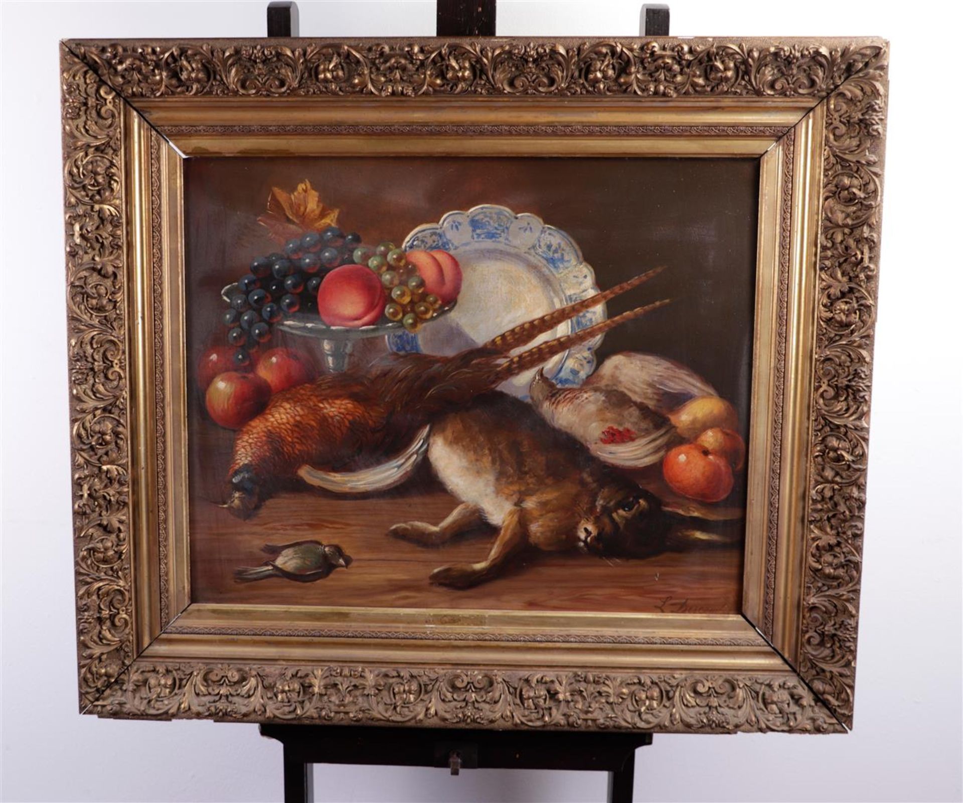 Belgian School, 20th century, Hunting still life, unclearly signed (lower right), oil on board,
55 x - Image 2 of 4
