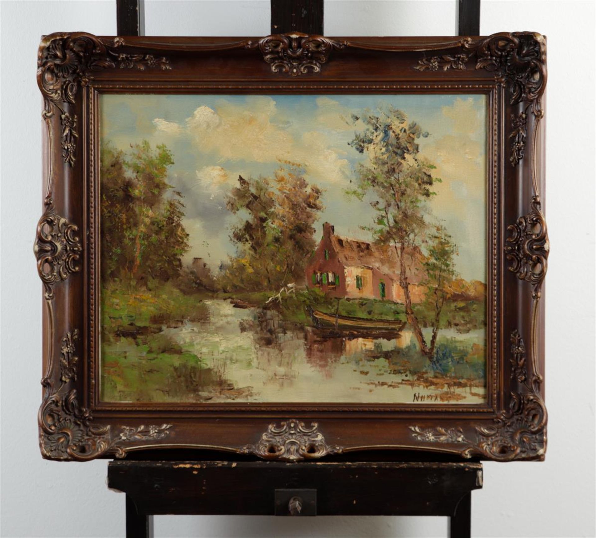 Dutch School, 20th century, Farm in landscape, oil on canvas, - Bild 2 aus 4
