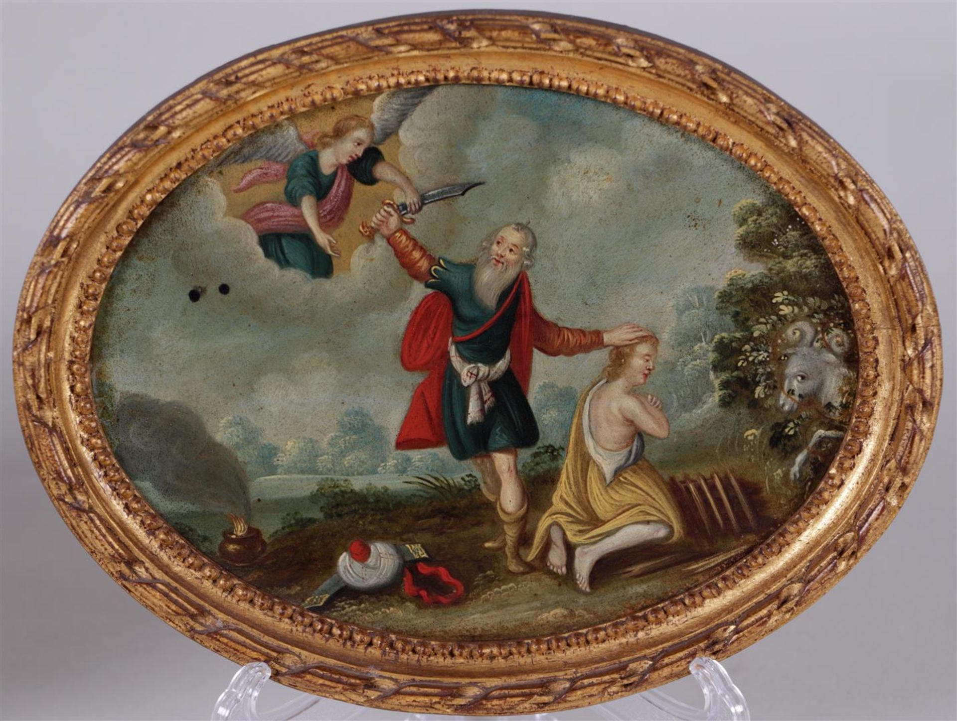 Dutch School, ca. 1700, A pair of oval paintings on copper depicting The Sacrifice of Isaac (Gen. 22 - Bild 3 aus 3