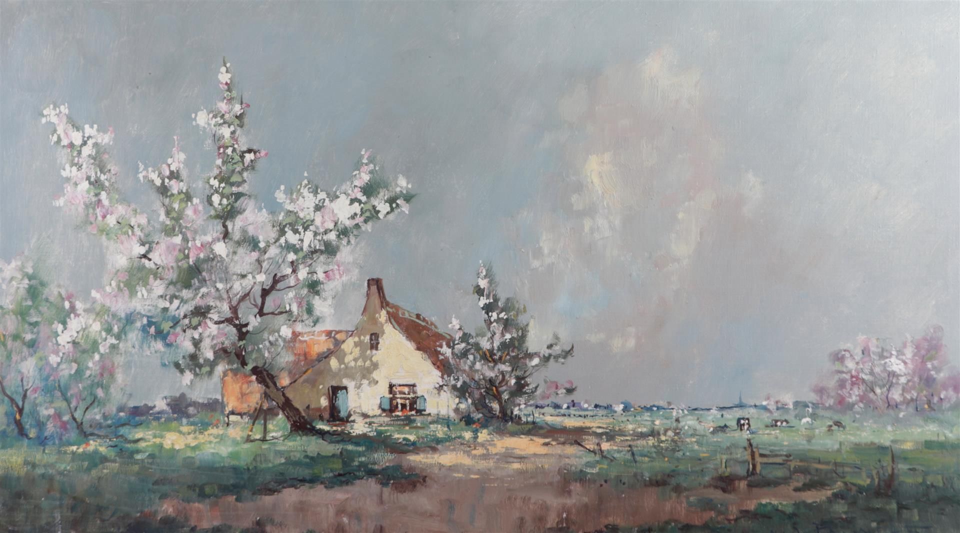 Henri Joseph Pauwels (1903 - 1983), Farm under a blossom tree, signed (bottom right), oil on canvas,