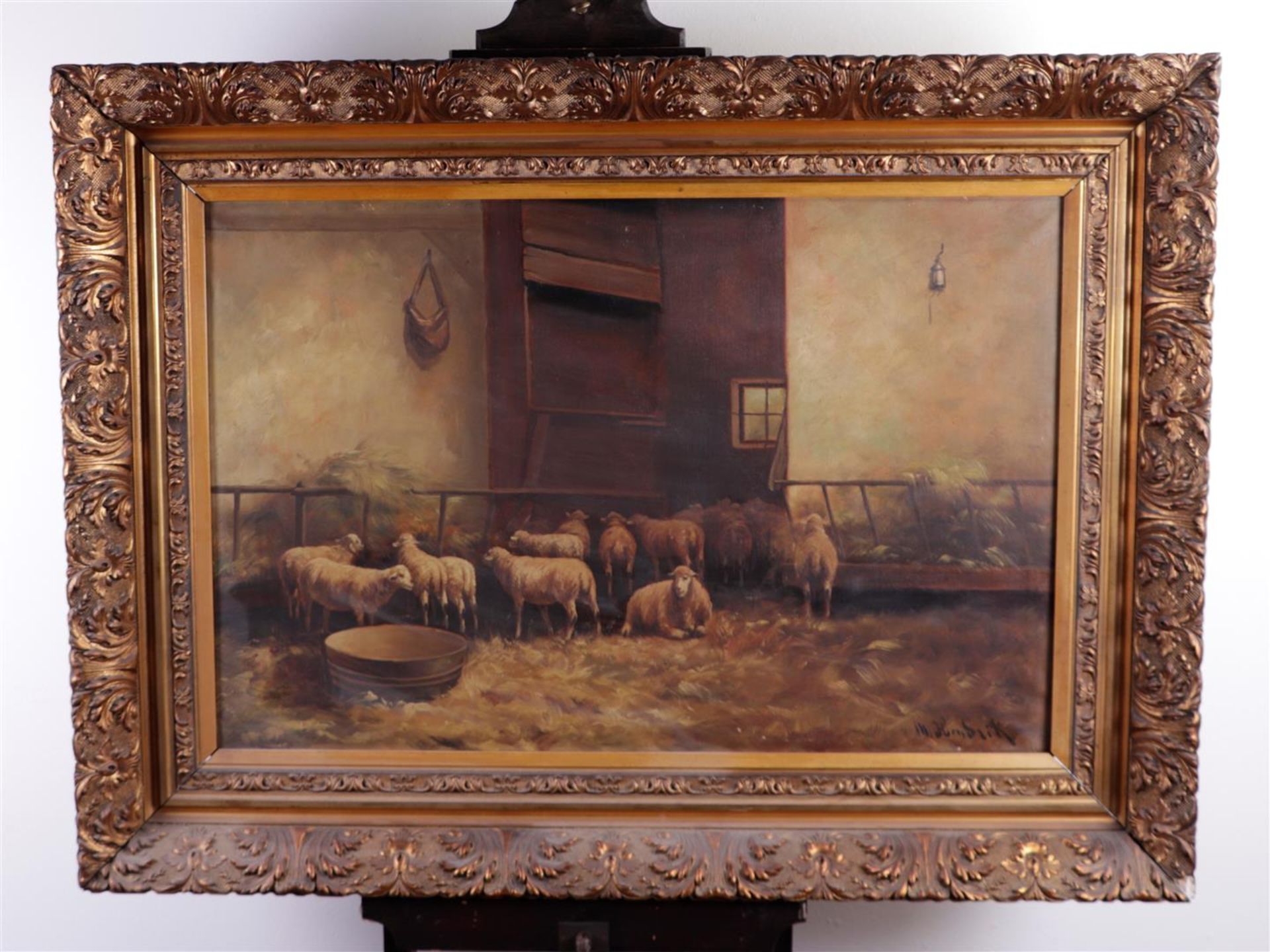 Dutch School, 20th century, Sheep stable, signed 'M. Hendrik' (bottom right), oil on canvas,
60 x 90 - Bild 2 aus 4