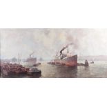 Henri Joseph Pauwels, 20th century, Harbor view, signed (bottom right), oil on canvas,
60 x 125 cm.