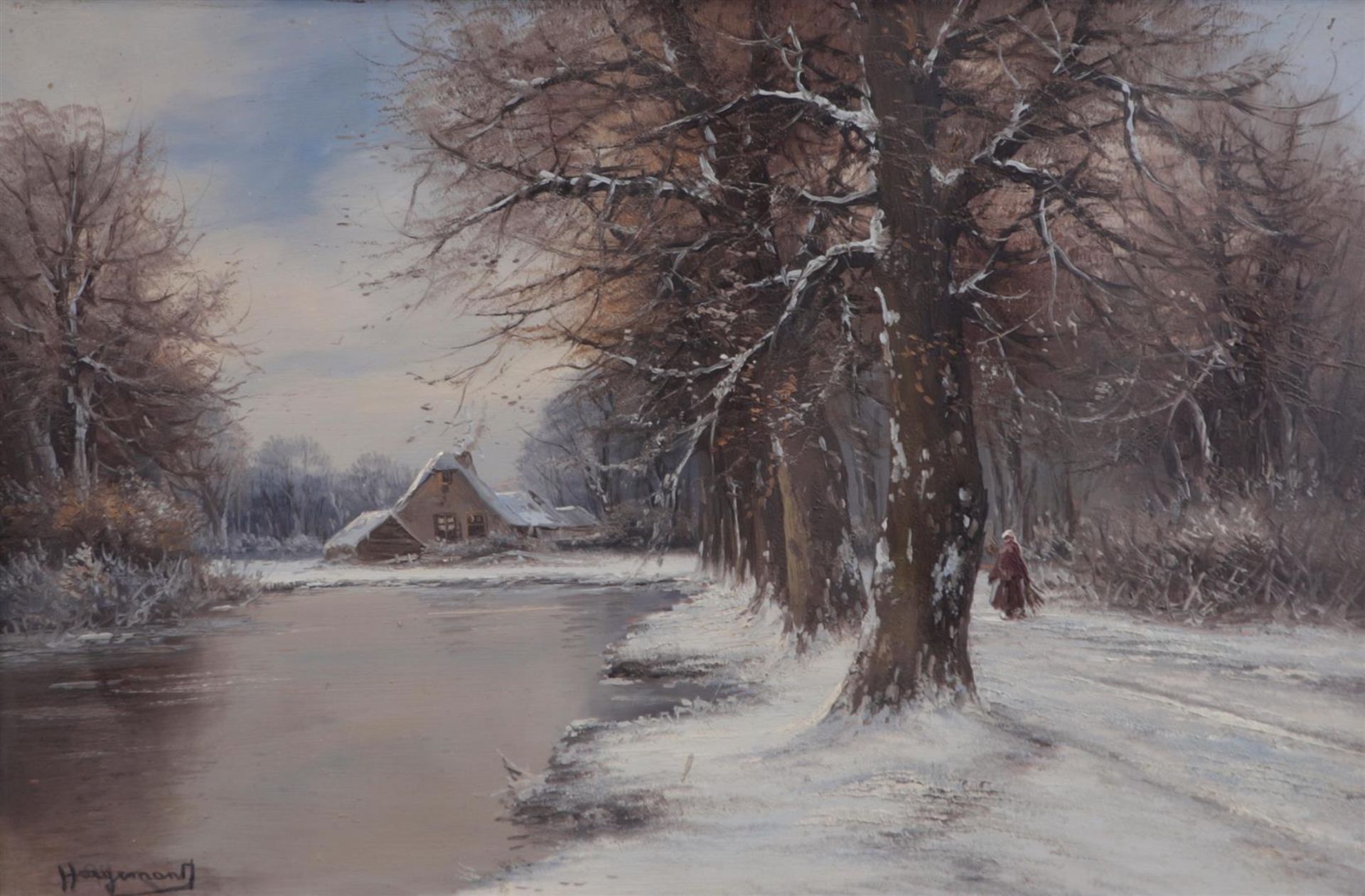 Dutch School, 20th century, Winter landscape, signed 'Hargeman' (bottom left), oil on canvas,
40 x 6