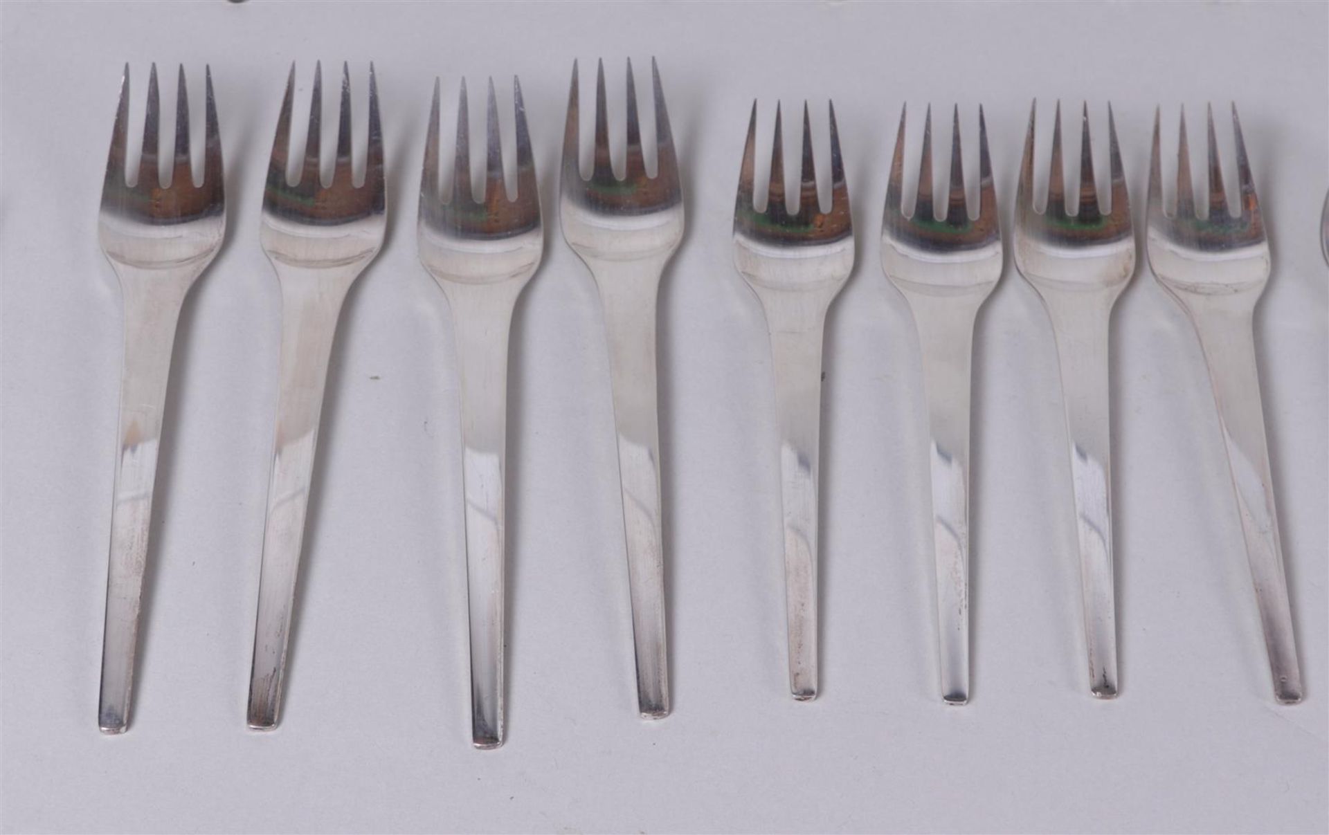 A sterling silver 48 piece Georg Jensen Caravel cutlery consisting of four serving spoons, vegetable - Image 2 of 6