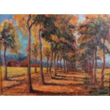 Belgian School, first half of the 20th century, Avenue with trees, oil on canvas,
60 x 80 cm.