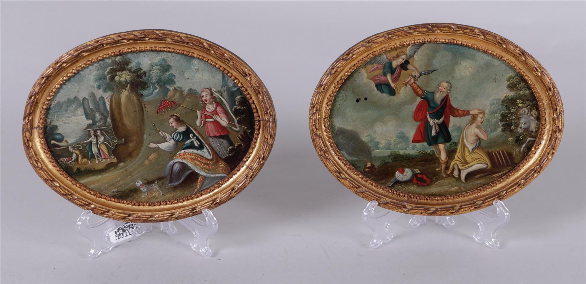 Dutch School, ca. 1700, A pair of oval paintings on copper depicting The Sacrifice of Isaac (Gen. 22