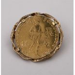 14kt yellow gold coin brooch William II, gold ducat.
The brooch has a slightly twisted edge. and a p