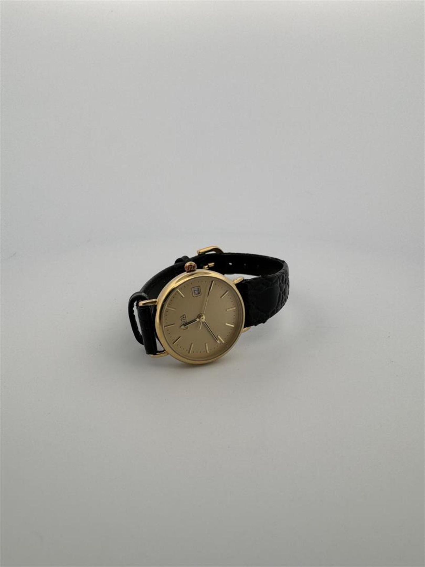 14kt Yellow gold Lasita women's watch with champagne-colored dial.
Number indication: dashes and dat - Bild 2 aus 3