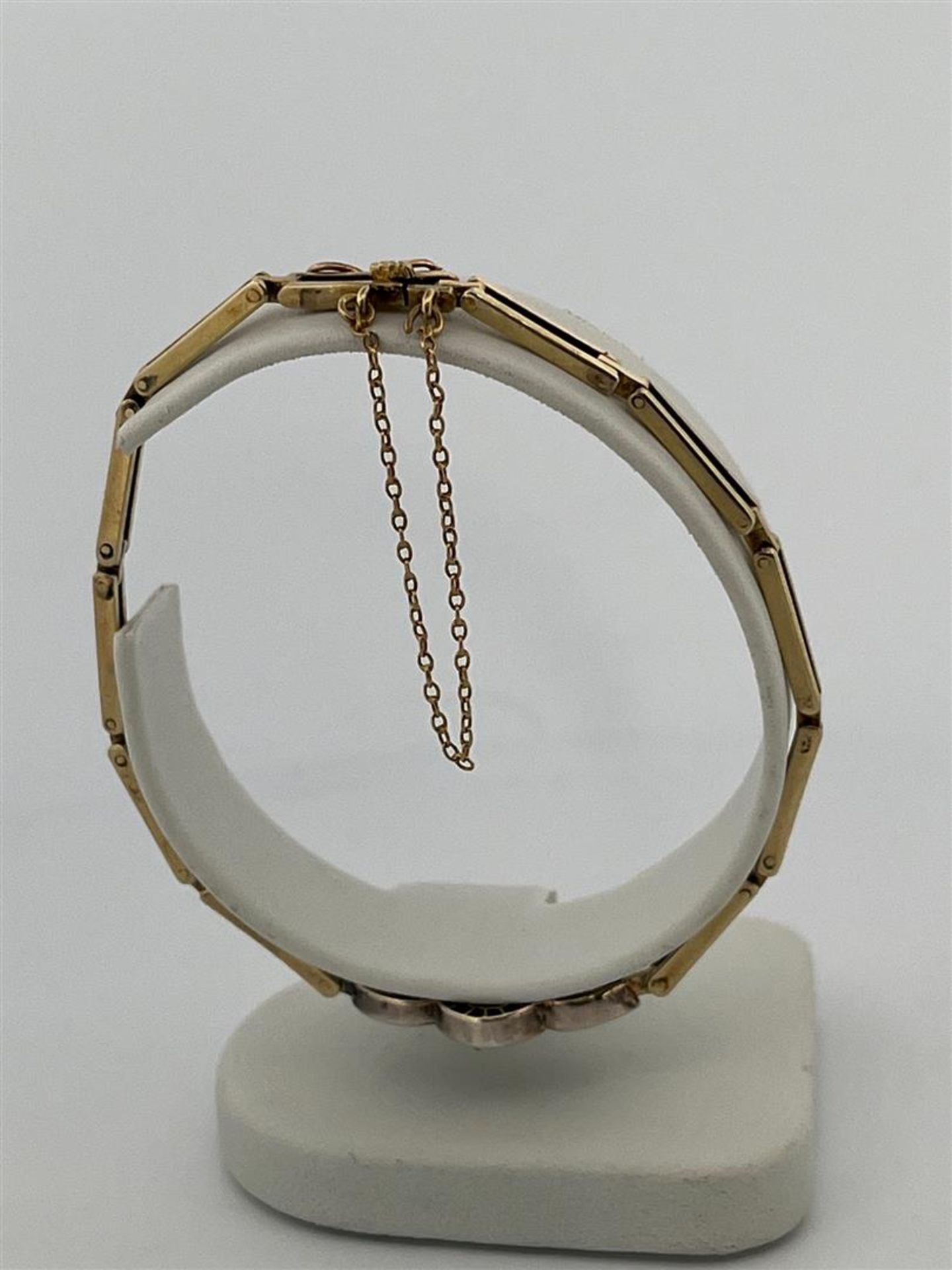 14kt bicolor gold antique bracelet set with diamonds.
The bracelet is equipped with an extra safety  - Image 6 of 11