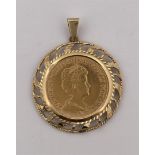 14kt yellow gold coin pendant with Kon. Wilhelmina 1913.
Nice coin pendant with twisted and openwork