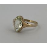 14kt yellow gold marquis ring set with synthetic prasiolite.
The ring is set with 1 marquise cut syn