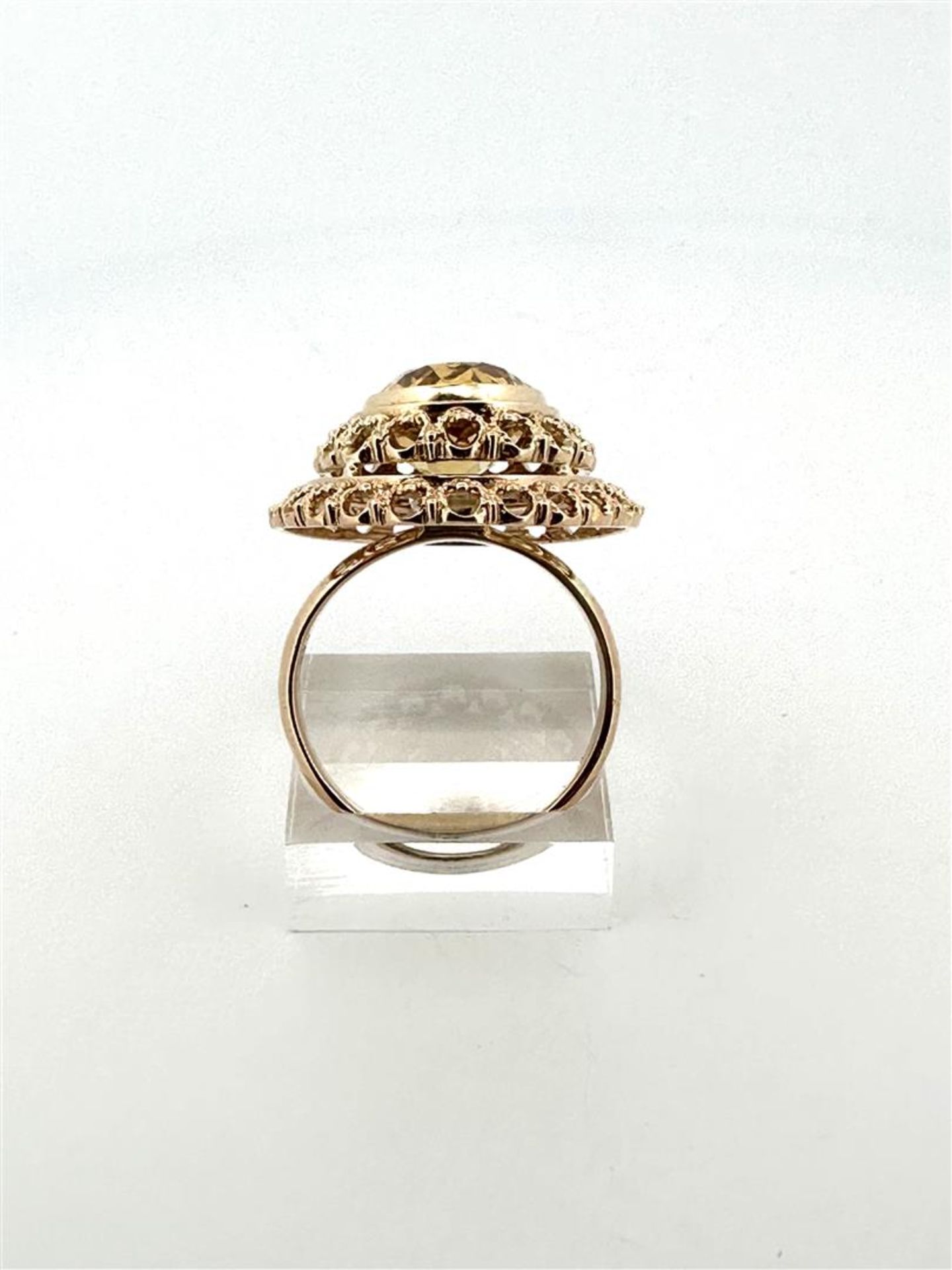 14kt yellow gold statement cocktail ring with citrine. 
The ring has a beautiful openwork double edg - Bild 6 aus 6