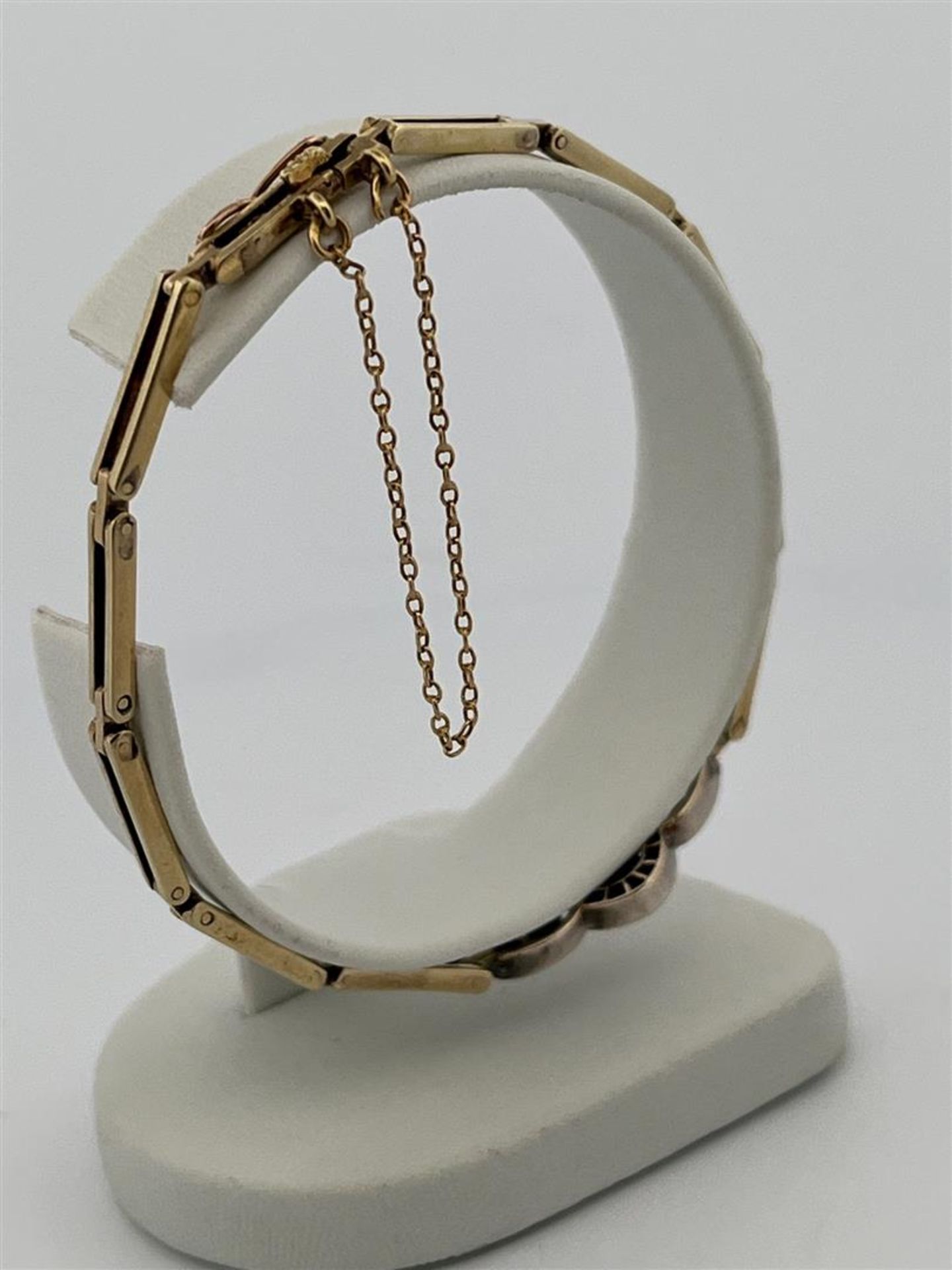 14kt bicolor gold antique bracelet set with diamonds.
The bracelet is equipped with an extra safety  - Image 4 of 11