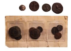 A collection of various Roman coins.