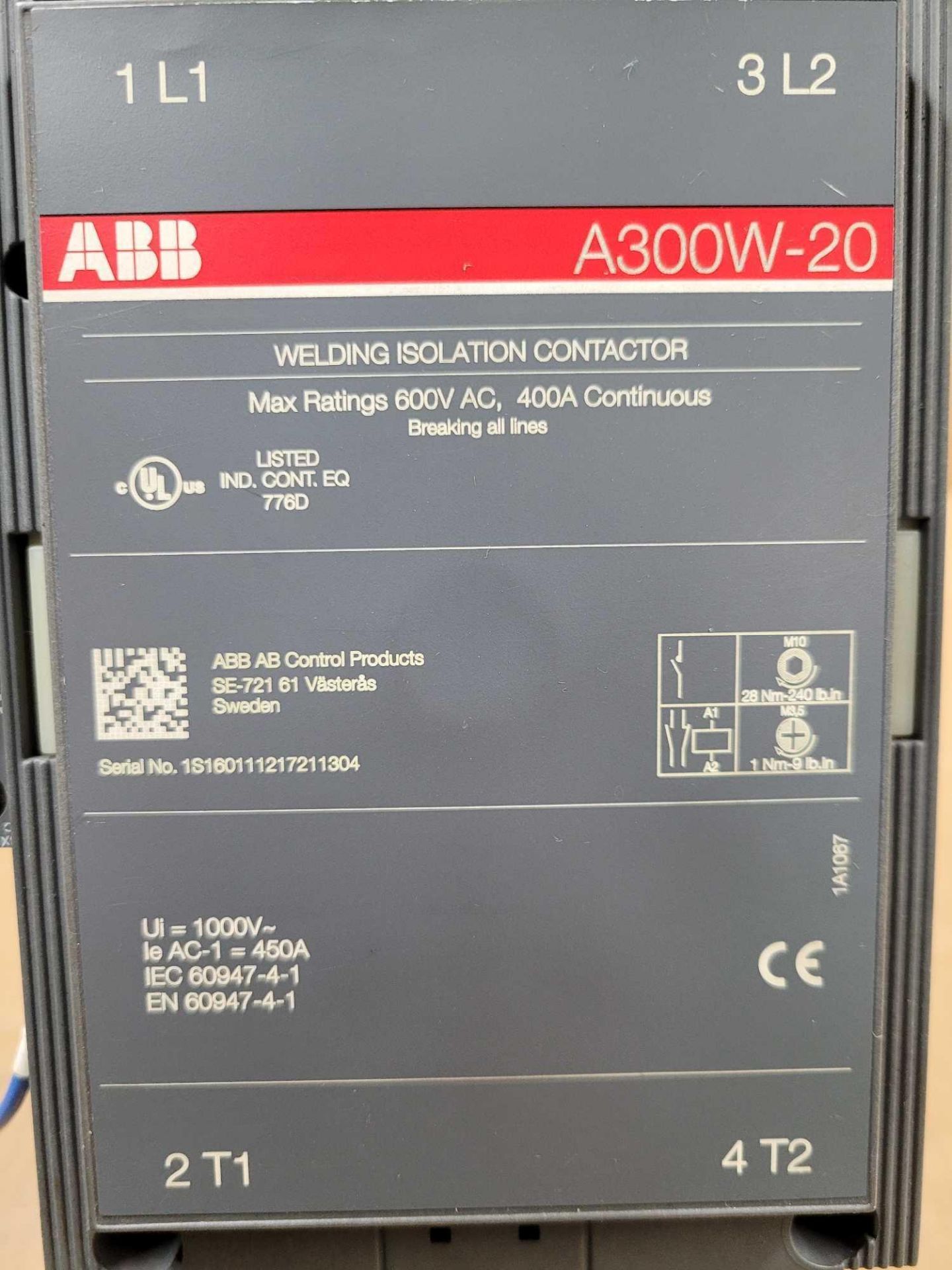 ABB A300W-20 / Welding Isolation Contactor  /  Lot Weight: 14.0 lbs - Image 7 of 8