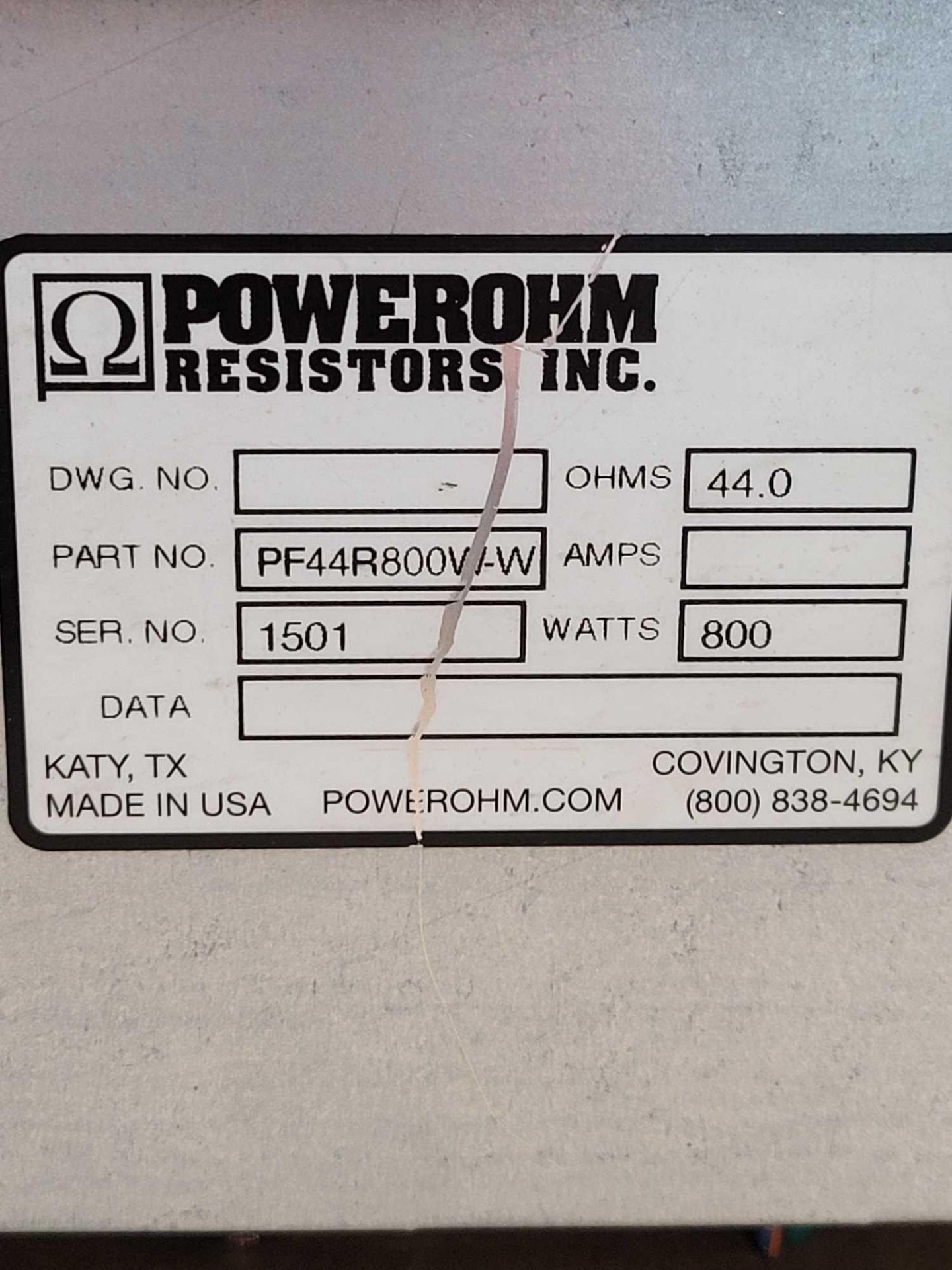 LOT OF 2 POWEROHM PF44R800W-W / Braking Resistor  /  Lot Weight: 17.0 lbs - Image 2 of 5