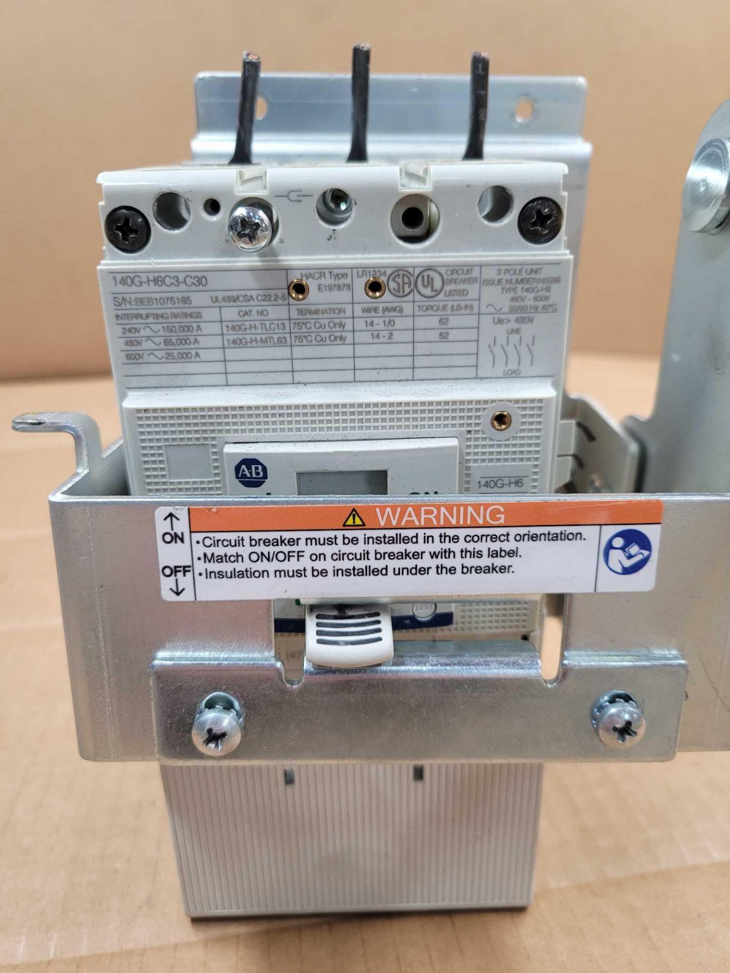LOT OF 2 ALLEN BRADLEY 140G-H6C3-C30 / 30 Amp Molded Case Circuit Breaker with Operating Mechanism - Image 4 of 8